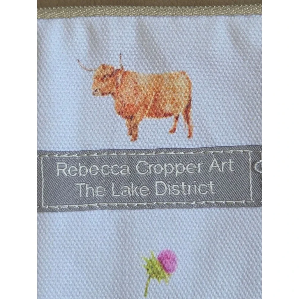 NWT Highland Cow Organic Cosmetic Bag Rebecca Cropper Lake District Britain